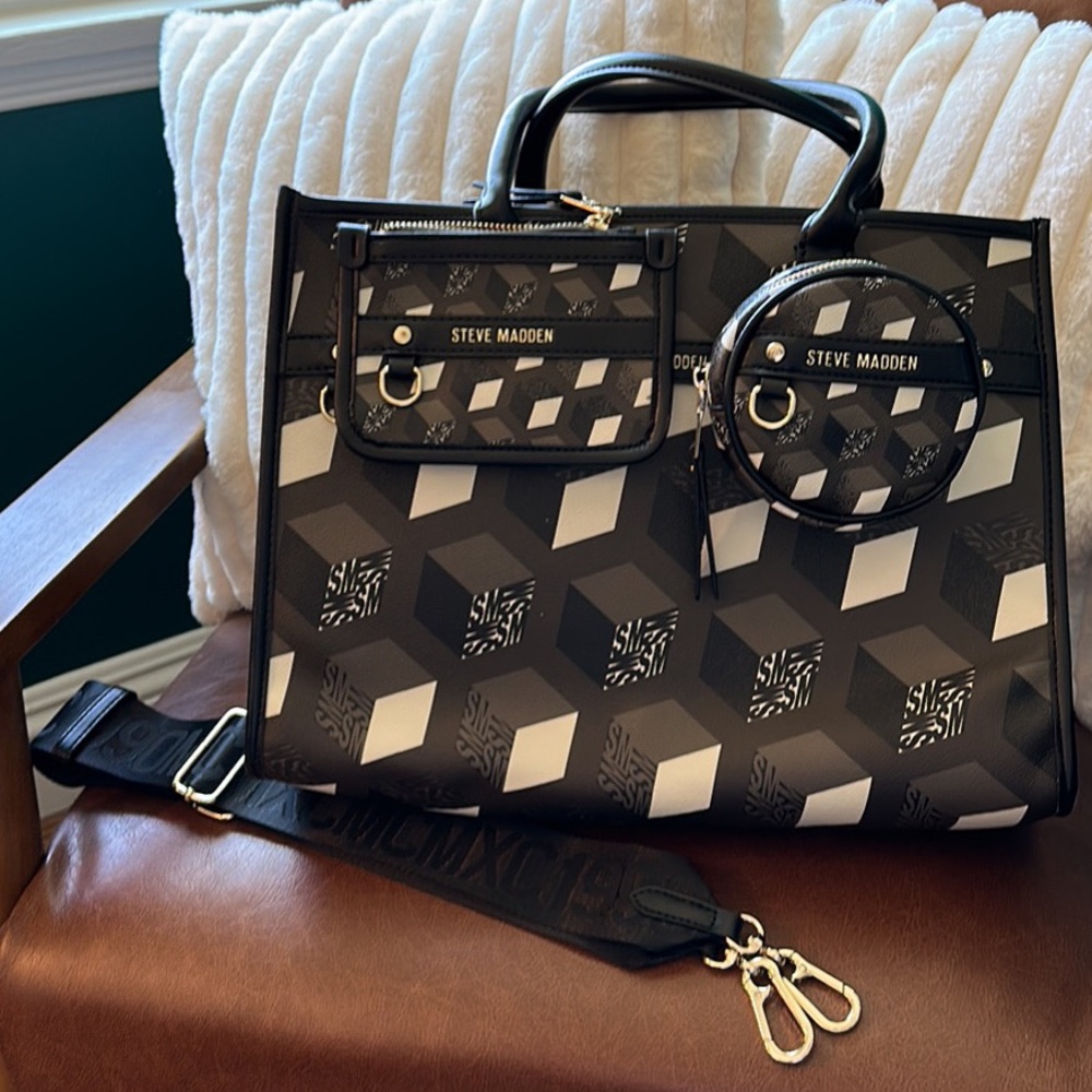 Steve Madden Multi-Pouch Tote Satchel w/ Strap
